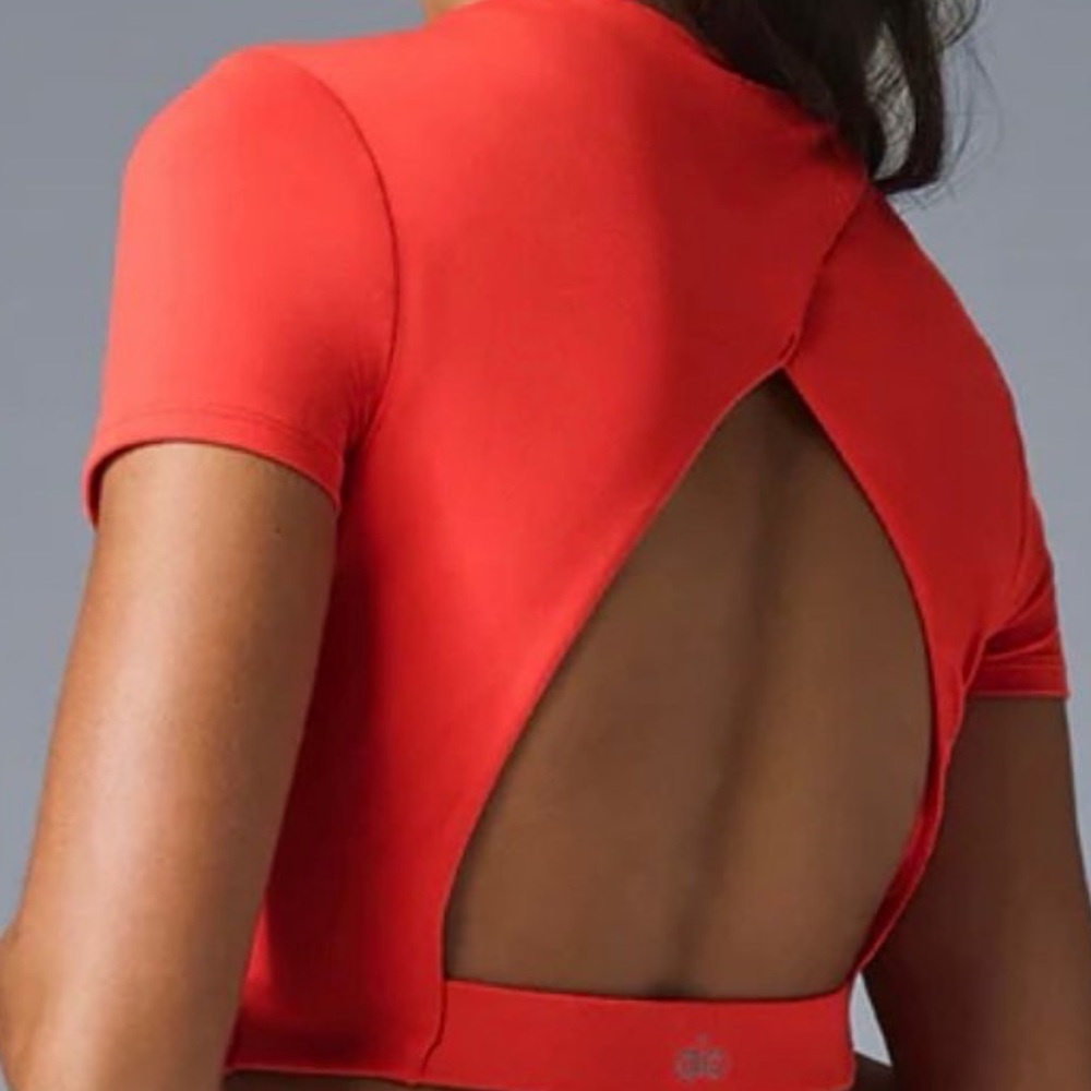 ALO Yoga Red Cropped Backspin Top